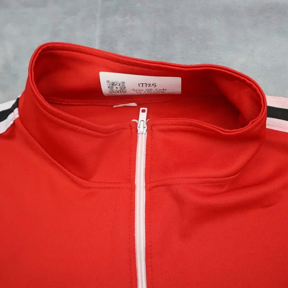Casual Jacket Mens 3XL Red Long Sleeve High Neck Full Zip Banded Cuffs Outwear